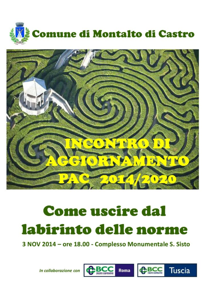 Come uscire dal labirinto delle norme – Incontro di aggiornamento PAC 2014/2020