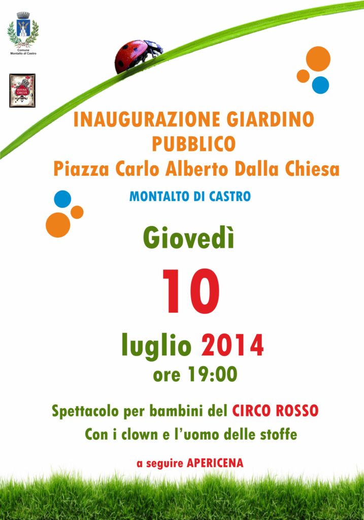 Giovedì 10 luglio l’inaugurazione del nuovo giardino pubblico di piazza Carlo Alberto Dalla Chiesa