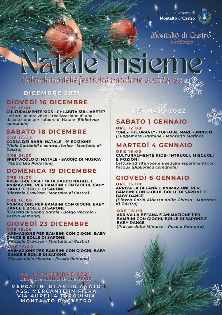 Natale Insieme 2021, gli appuntamenti fino al 6 gennaio