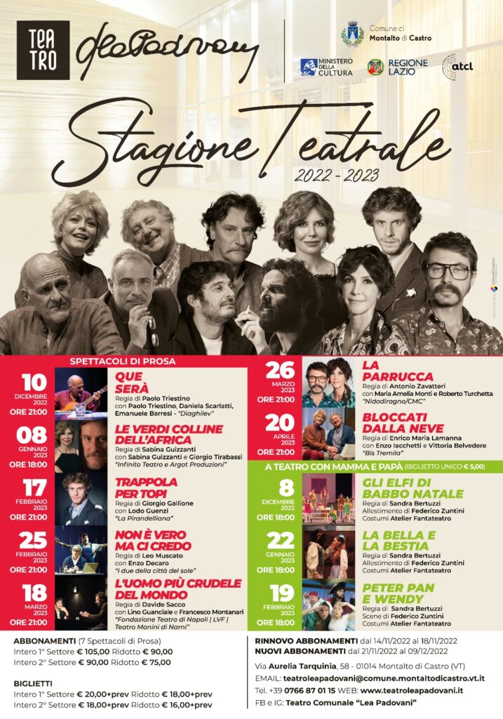 Tutti gli spettacoli della stagione teatrale 2022/2023